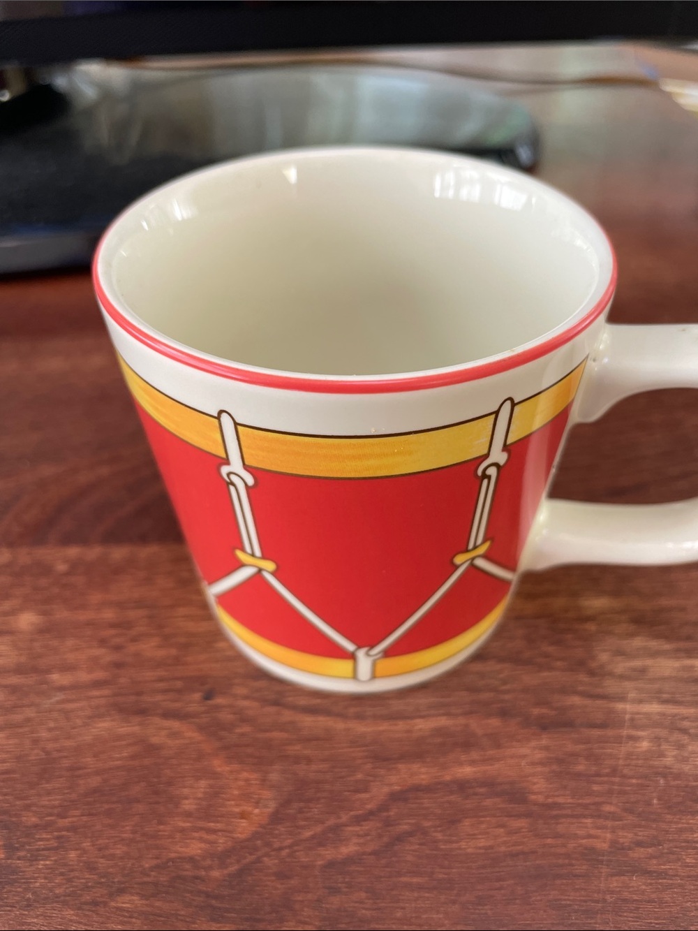 Tiffany & Co. Red and Yellow Ceramic Drill-Pattern Mug